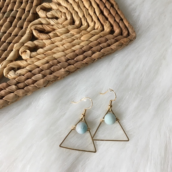 handmade Jewelry - Handmade Golden Triangle & Amazonite Dangles handmade Jewelry - Handmade Golden Triangle & Amazonite Dangles